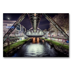 Premium Textil-Leinwand 90 x 60 cm Quer-Format Schwebebahnstation Wuppertal | Wandbild, HD-Bild auf Keilrahmen, Fertigbild auf hochwertigem Vlies, Leinwanddruck von Alexander Gründel