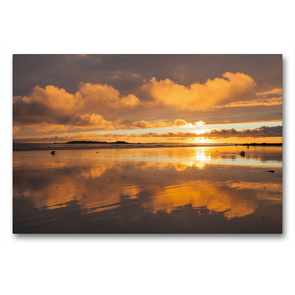 Premium Textil-Leinwand 90 x 60 cm Quer-Format Sonnenuntergang am Plage de Kerhillio | Wandbild, HD-Bild auf Keilrahmen, Fertigbild auf hochwertigem Vlies, Leinwanddruck von Etienne Benoît