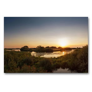 Premium Textil-Leinwand 90 x 60 cm Quer-Format Sonnenuntergang am Teufelsmoor Brandgraben | Wandbild, HD-Bild auf Keilrahmen, Fertigbild auf hochwertigem Vlies, Leinwanddruck von Michael Hömske