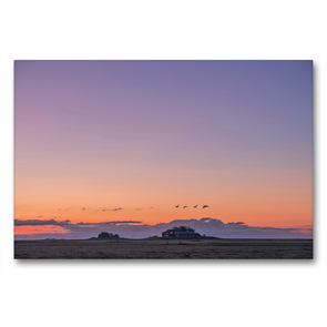 Premium Textil-Leinwand 90 x 60 cm Quer-Format Sonnenuntergang auf der Hallig Langeneß | Wandbild, HD-Bild auf Keilrahmen, Fertigbild auf hochwertigem Vlies, Leinwanddruck von Annett Mirsberger