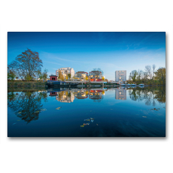Premium Textil-Leinwand 90 x 60 cm Quer-Format Sophienhafen in Halle-Saale | Wandbild, HD-Bild auf Keilrahmen, Fertigbild auf hochwertigem Vlies, Leinwanddruck von Martin Wasilewski