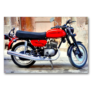 Premium Textil-Leinwand 90 x 60 cm Quer-Format Sowjetisches Motorrad der Marke MINSK in Havanna | Wandbild, HD-Bild auf Keilrahmen, Fertigbild auf hochwertigem Vlies, Leinwanddruck von Henning von Löwis of Menar