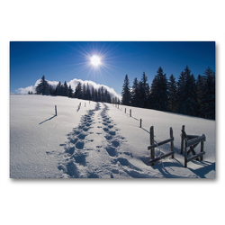 Premium Textil-Leinwand 90 x 60 cm Quer-Format Spuren im Schnee | Wandbild, HD-Bild auf Keilrahmen, Fertigbild auf hochwertigem Vlies, Leinwanddruck von N N