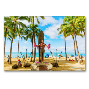 Premium Textil-Leinwand 90 x 60 cm Quer-Format Statue von Duke Kahanamoku, dem Vater des modernen Surfens | Wandbild, HD-Bild auf Keilrahmen, Fertigbild auf hochwertigem Vlies, Leinwanddruck von Christian Müller