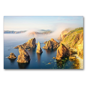 Premium Textil-Leinwand 90 x 60 cm Quer-Format Steilküste auf der Isle of Lewis bei Mangersta auf den Äußeren Hebriden in Schottland | Wandbild, HD-Bild auf Keilrahmen, Fertigbild auf hochwertigem Vlies, Leinwanddruck von Sandra Schänzer