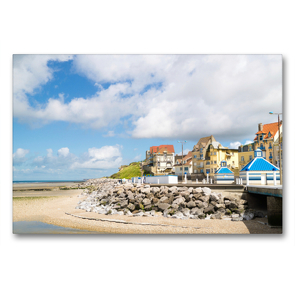 Premium Textil-Leinwand 90 x 60 cm Quer-Format Strandpromenade von Wimereux | Wandbild, HD-Bild auf Keilrahmen, Fertigbild auf hochwertigem Vlies, Leinwanddruck von DannyTchi