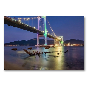 Premium Textil-Leinwand 90 x 60 cm Quer-Format Thuận Phước Bridge Đà Nẵng (Vietnam), Han River | Wandbild, HD-Bild auf Keilrahmen, Fertigbild auf hochwertigem Vlies, Leinwanddruck von Urte Kortjohann Photography