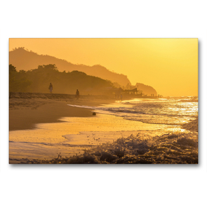 Premium Textil-Leinwand 90 x 60 cm Quer-Format Sonnenuntergang am Strand in der Karibik | Wandbild, HD-Bild auf Keilrahmen, Fertigbild auf hochwertigem Vlies, Leinwanddruck von Valentin Pfeifhofer / dreamworld-pictures.com