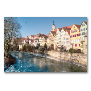 Premium Textil-Leinwand 90 x 60 cm Quer-Format Tübinger Neckarfront im Winter | Wandbild, HD-Bild auf Keilrahmen, Fertigbild auf hochwertigem Vlies, Leinwanddruck von Christoph Maas