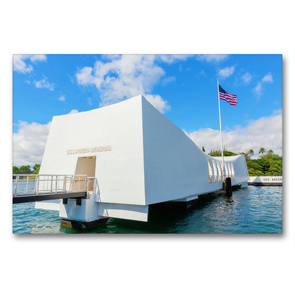 Premium Textil-Leinwand 90 x 60 cm Quer-Format U.S.S. Arizona Memorial in Pearl Harbor | Wandbild, HD-Bild auf Keilrahmen, Fertigbild auf hochwertigem Vlies, Leinwanddruck von Christian Müller