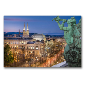 Premium Textil-Leinwand 90 x 60 cm Quer-Format Universität und Votivkirche | Wandbild, HD-Bild auf Keilrahmen, Fertigbild auf hochwertigem Vlies, Leinwanddruck von Karl Heindl