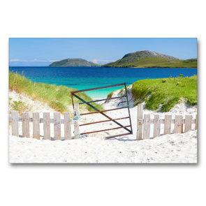 Premium Textil-Leinwand 90 x 60 cm Quer-Format Vatersay Beach auf den Äußeren Hebriden in Schottland | Wandbild, HD-Bild auf Keilrahmen, Fertigbild auf hochwertigem Vlies, Leinwanddruck von Sandra Schänzer