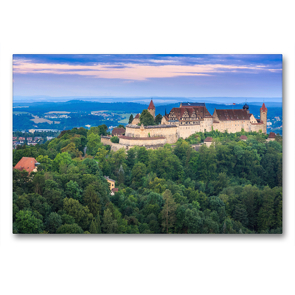 Premium Textil-Leinwand 90 x 60 cm Quer-Format Veste Coburg aus der Luft | Wandbild, HD-Bild auf Keilrahmen, Fertigbild auf hochwertigem Vlies, Leinwanddruck von Val Thoermer