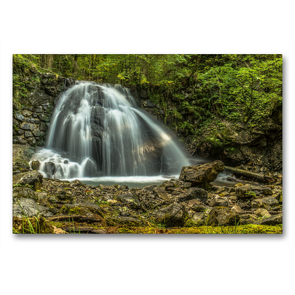 Premium Textil-Leinwand 90 x 60 cm Quer-Format Wasserfall bei Oberstdorf | Wandbild, HD-Bild auf Keilrahmen, Fertigbild auf hochwertigem Vlies, Leinwanddruck von Michael Wenk