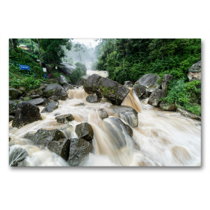 Premium Textil-Leinwand 90 x 60 cm Quer-Format Wasserfall im Hochland | Wandbild, HD-Bild auf Keilrahmen, Fertigbild auf hochwertigem Vlies, Leinwanddruck von Peter Hennrich