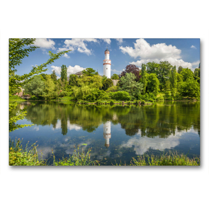 Premium Textil-Leinwand 90 x 60 cm Quer-Format Weiher im Schloßpark von Bad Homburg | Wandbild, HD-Bild auf Keilrahmen, Fertigbild auf hochwertigem Vlies, Leinwanddruck von Christian Müringer