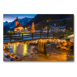 Premium Textil-Leinwand 90 x 60 cm Quer-Format Weihnachten in Ramsau | Wandbild, HD-Bild auf Keilrahmen, Fertigbild auf hochwertigem Vlies, Leinwanddruck von Martin Wasilewski