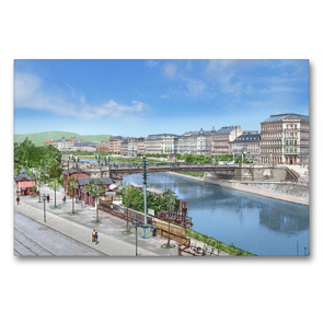 Premium Textil-Leinwand 90 x 60 cm Quer-Format Wien – Stephaniebrücke (ab 1919 Salztorbrücke) | Wandbild, HD-Bild auf Keilrahmen, Fertigbild auf hochwertigem Vlies, Leinwanddruck von André Tetsch