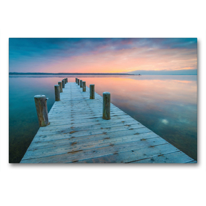 Premium Textil-Leinwand 90 x 60 cm Quer-Format Winter am See | Wandbild, HD-Bild auf Keilrahmen, Fertigbild auf hochwertigem Vlies, Leinwanddruck von Martin Wasilewski