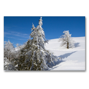 Premium Textil-Leinwand 90 x 60 cm Quer-Format Winterlandschaft auf der Wasserkuppe | Wandbild, HD-Bild auf Keilrahmen, Fertigbild auf hochwertigem Vlies, Leinwanddruck von Hans Pfleger