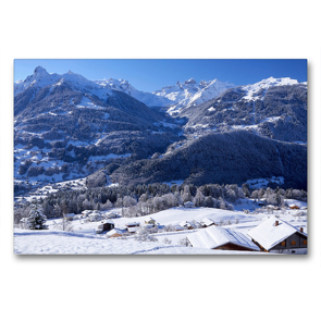 Premium Textil-Leinwand 90 x 60 cm Quer-Format Winterlandschaft im Montafon | Wandbild, HD-Bild auf Keilrahmen, Fertigbild auf hochwertigem Vlies, Leinwanddruck von Andreas Riedmiller