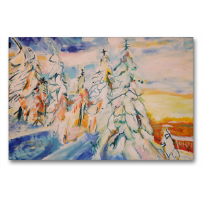 Premium Textil-Leinwand 90 x 60 cm Quer-Format Winterwald | Wandbild, HD-Bild auf Keilrahmen, Fertigbild auf hochwertigem Vlies, Leinwanddruck von Silke Thümmler