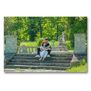 Premium Textil-Leinwand 90 x 60 cm Quer-Format Wir zwei ganz romantisch im Park | Wandbild, HD-Bild auf Keilrahmen, Fertigbild auf hochwertigem Vlies, Leinwanddruck von Martina Marten