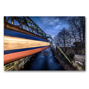 Premium Textil-Leinwand 90 x 60 cm Quer-Format Wuppertaler Schwebebahn | Wandbild, HD-Bild auf Keilrahmen, Fertigbild auf hochwertigem Vlies, Leinwanddruck von Alexander Gründel