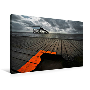 Premium Textil-Leinwand 900 x 600 cm Quer-Format Springflut am Strand von St. Peter-Ording / Böhl | Wandbild, HD-Bild auf Keilrahmen, Fertigbild auf hochwertigem Vlies, Leinwanddruck von Ralf Wilken