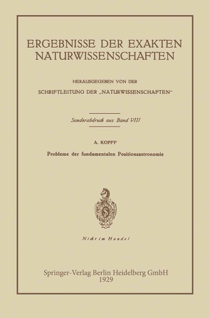 Probleme der fundamentalen Positionsastronomie von Kopff,  August