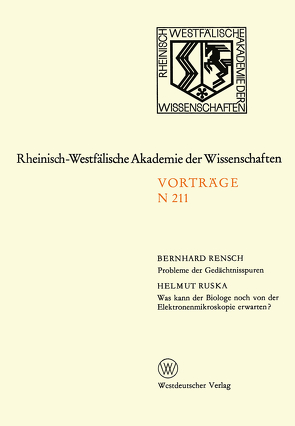 Probleme der Gedächtnisspuren. Was kann der Biologe noch von der Elektronenmikroskopie erwarten? von Rensch,  Bernhard