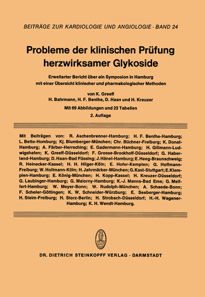 Probleme der Klinischen Prüfung Herzwirksamer Glykoside von Bahrmann,  H., Benthe,  H., Greeff,  Klaus, Haan,  D., Kreuzer,  H.