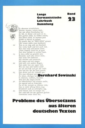 Probleme des Übersetzens aus älteren deutschen Texten von Sowinski,  Bernhard