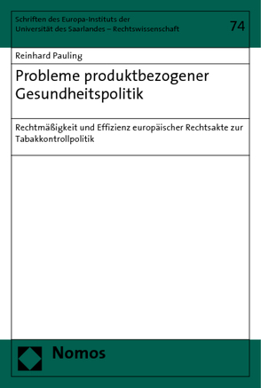 Probleme produktbezogener Gesundheitspolitik von Pauling,  Reinhard