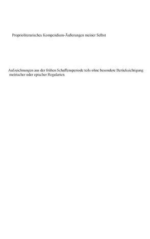 Proprioliterarisches Kompendium von Scharpener,  Georg van