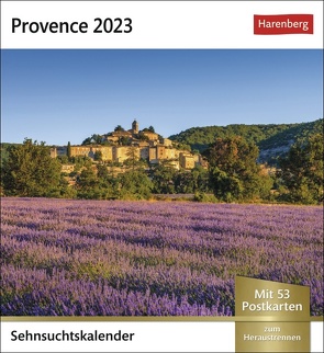 Provence Sehnsuchtskalender 2023. Kleiner Kalender zum Aufstellen, mit 53 Postkarten zum Sammeln und verschicken. Dekorativer Tischkalender 2023. Auch zum Aufhängen. von Harenberg, Kustos,  Norbert