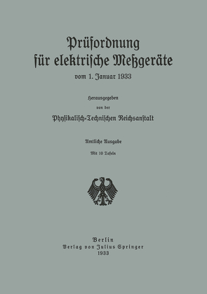 Prüfordnung für elektrische Meßgeräte von Physikalische-technische Reichsanstalt,  NA