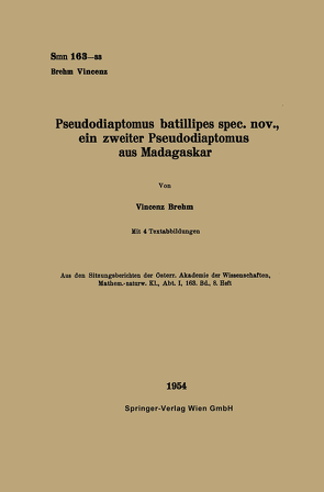 Pseudodiaptomus batillipes spec. nov., ein zweiter Pseudodiaptomus aus Madagaskar von Brehm,  Vincenz