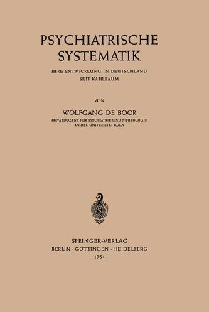 Psychiatrische Systematik von Boor,  Wolfgang de