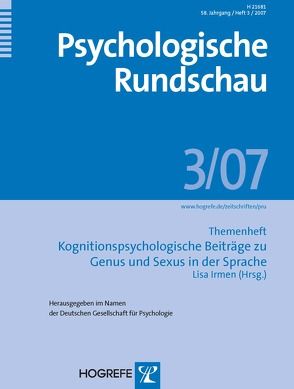 Kognitionspsychologische Beiträge zu Genus und Sexus in der Sprache von Irmen,  Lisa