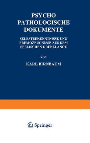 Psychopathologische Dokumente von Birnbaum,  Karl