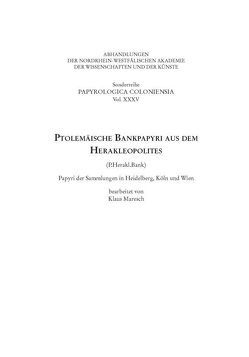 Ptolemäische Bankpapyri aus dem Herakleopolites (P.Herakl.Bank) von Haneklaus,  Birgitt, Maresch,  Klaus