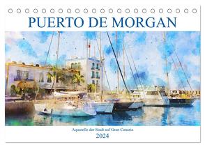 Puerto de Morgan – Aquarell der Hafenstadt auf Gran Canaria (Tischkalender 2024 DIN A5 quer), CALVENDO Monatskalender von Frost,  Anja