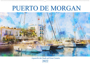 Puerto de Morgan – Aquarell der Hafenstadt auf Gran Canaria (Wandkalender 2022 DIN A2 quer) von Frost,  Anja