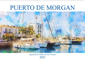 Puerto de Morgan – Aquarell der Hafenstadt auf Gran Canaria (Wandkalender 2023 DIN A2 quer) von Frost,  Anja