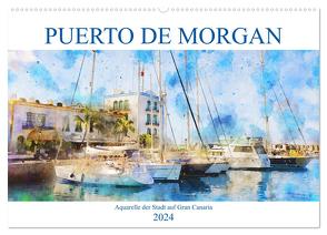 Puerto de Morgan – Aquarell der Hafenstadt auf Gran Canaria (Wandkalender 2024 DIN A2 quer), CALVENDO Monatskalender von Frost,  Anja