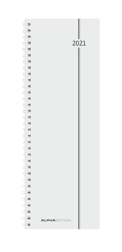 Pultkalender 2021 – Büro-Planer 10×28,5 cm – Tisch-Kalender – Hochformat – 1 Woche 1 Seite – Ringbindung – Alpha Edition