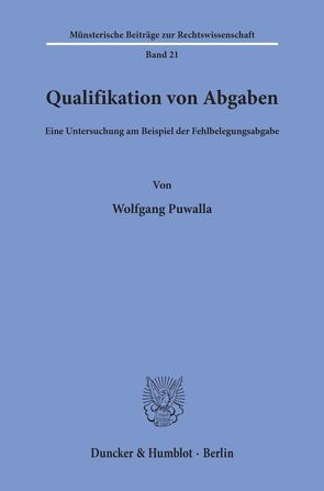 Qualifikation von Abgaben. von Puwalla,  Wolfgang