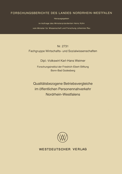 Qualitätsbezogene Betriebsvergleiche im öffentlichen Personennahverkehr Nordrhein-Westfalens von Weimer,  Karl-Hans