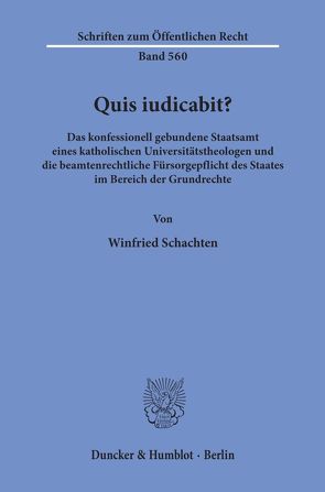 Quis iudicabit? von Schachten,  Winfried